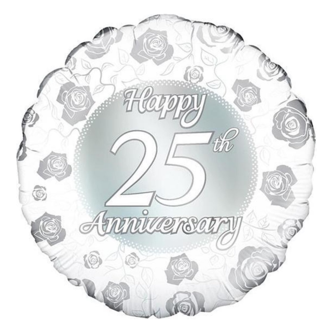 OakTree Folieballon - Happy 25th  Anniversary - 45cm - Zonder vulling