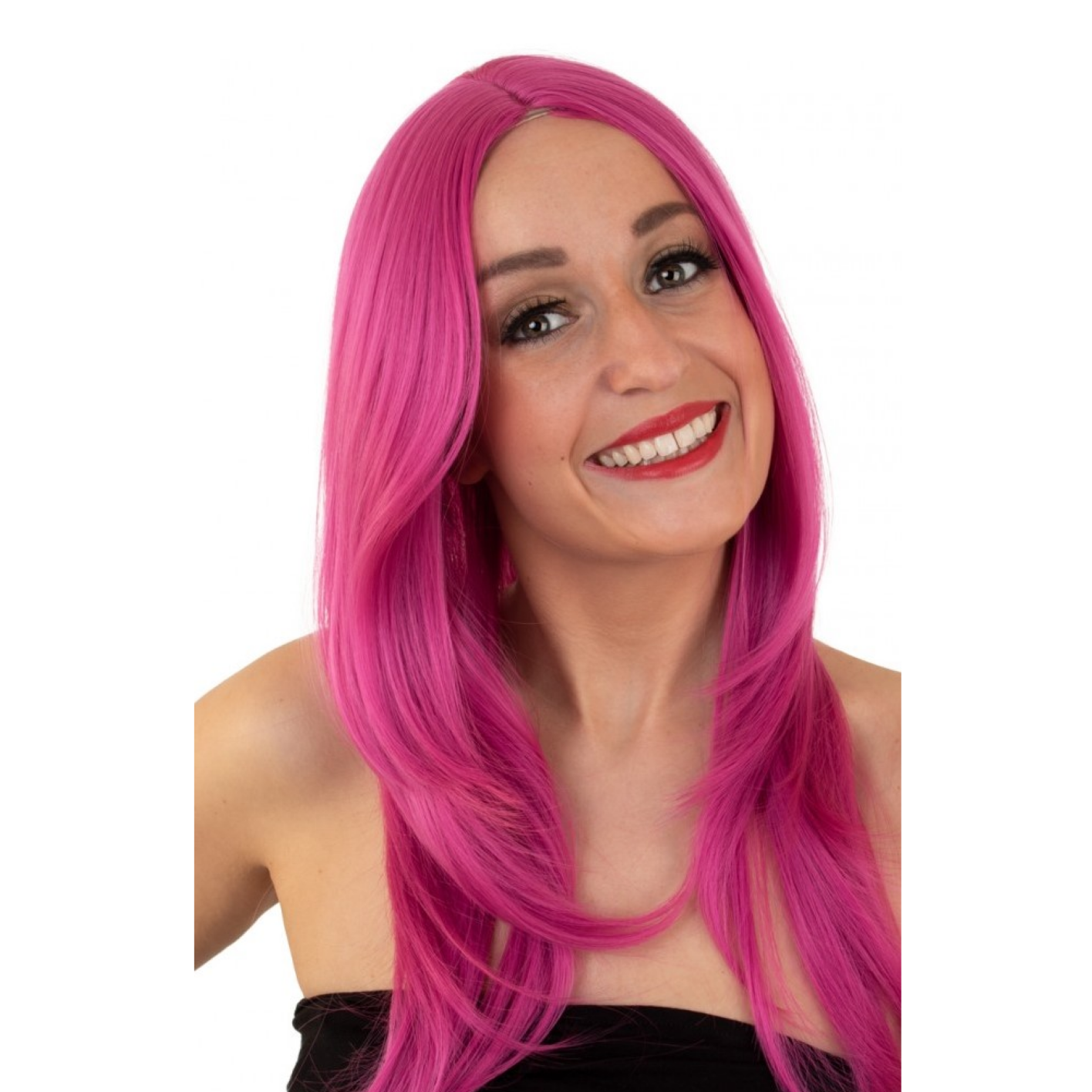 Pruik - Magenta donker roze - Anne - Lang