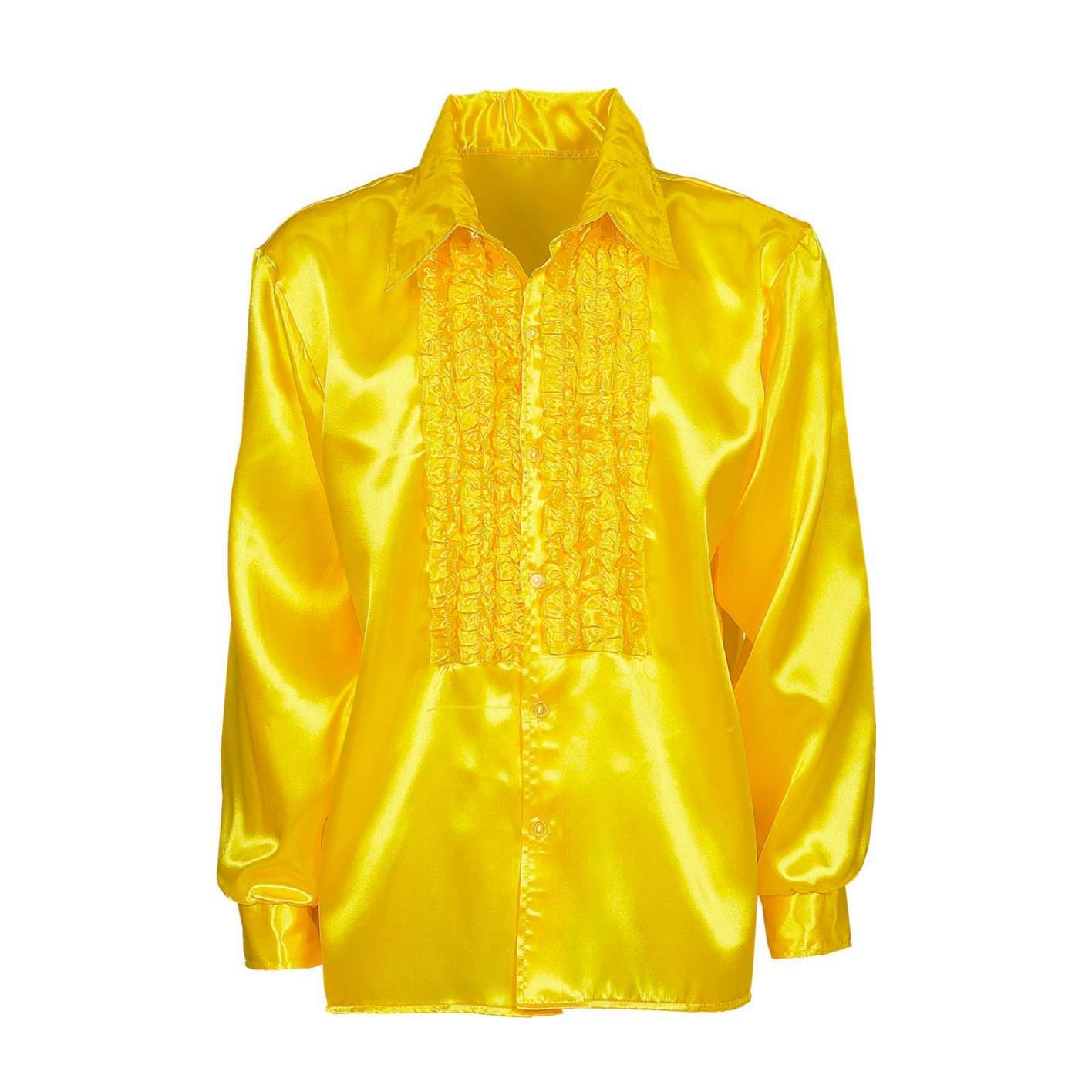 Kostuum - Disco - Blouse - Geel - Met ruches - M