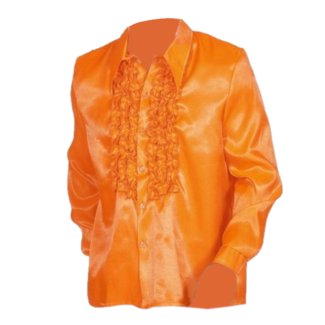 Haza-Witbaard Kostuum - Disco - Blouse - Oranje - Met ruches - L