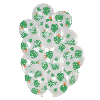 Folat Ballonnen - Transparant - Tropische bladeren - 30cm - 15st.**