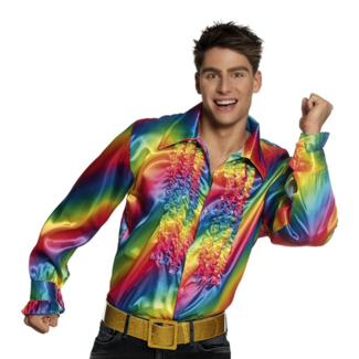 Boland Disco - Blouse - Regenboog - Met ruches - XXL / XXXL