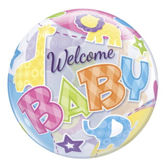 Qualatex Folieballon - Welcome baby - Wilde dieren - Bubble - Zonder vulling