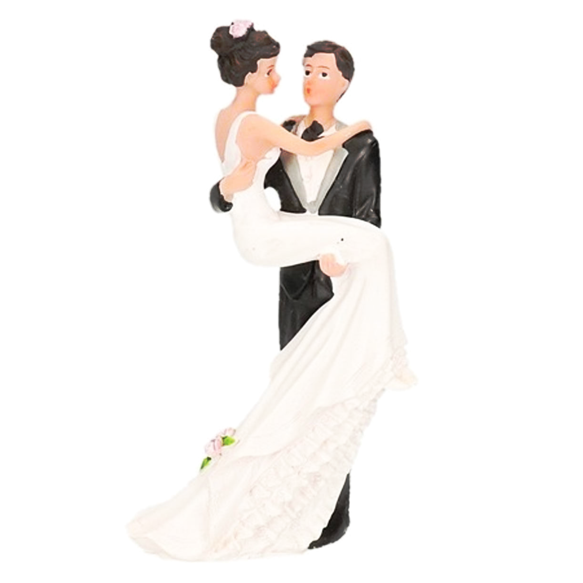 Trouwbeeldje - Caketopper - Man draagt vrouw - 10cm