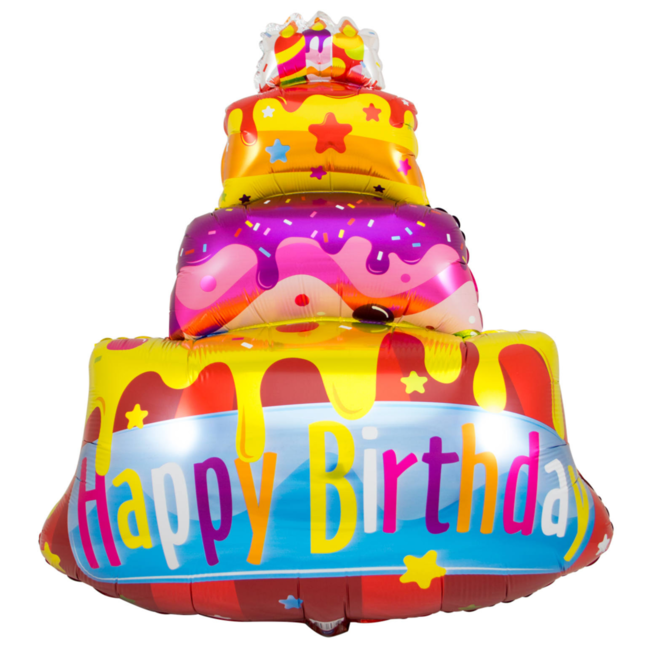 Folat Folieballon - Verjaardags taart - Happy birthday - 80x110cm - Zonder vulling