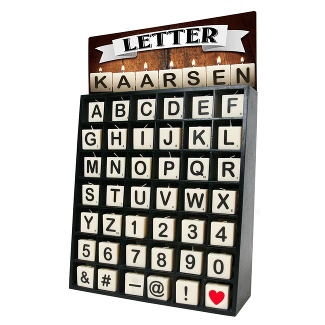 Paper Dreams Cijfer- / letterkaarsje - Scrabble - Hart - Goud