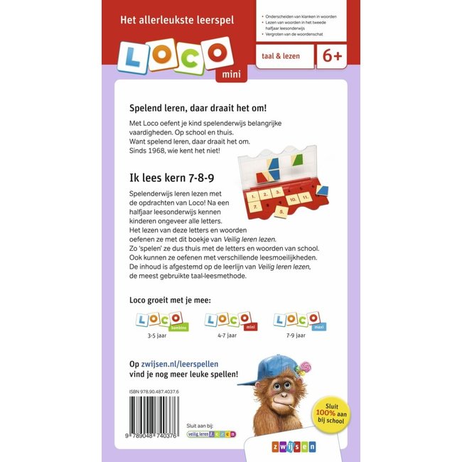 Loco Leerspellen Mini Loco - Boekje - Veilig leren lezen - Ik lees - Kern 7-8-9 - 6-7 jaar