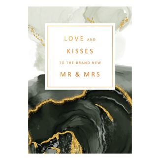 Artige Kaart - Gold Rush - Love and kisses to the brand new Mr & Mrs - GLD009