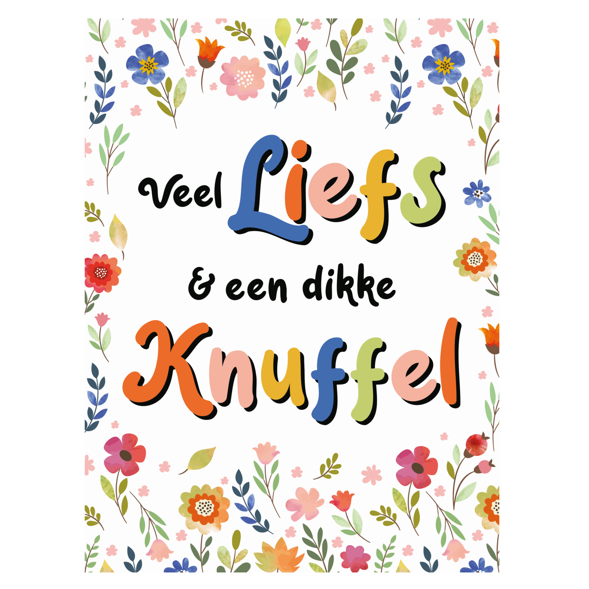 Kaart - A4 formaat - Veel liefs & een dikke knuffel - MAX006