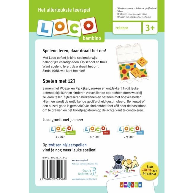 Loco Leerspellen Loco Bambino - Boekje - Woezel en Pip - Spelen met 123 - 3-5 jaar