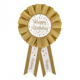 Paperdreams Rozet - Happy birthday - Goud, wit