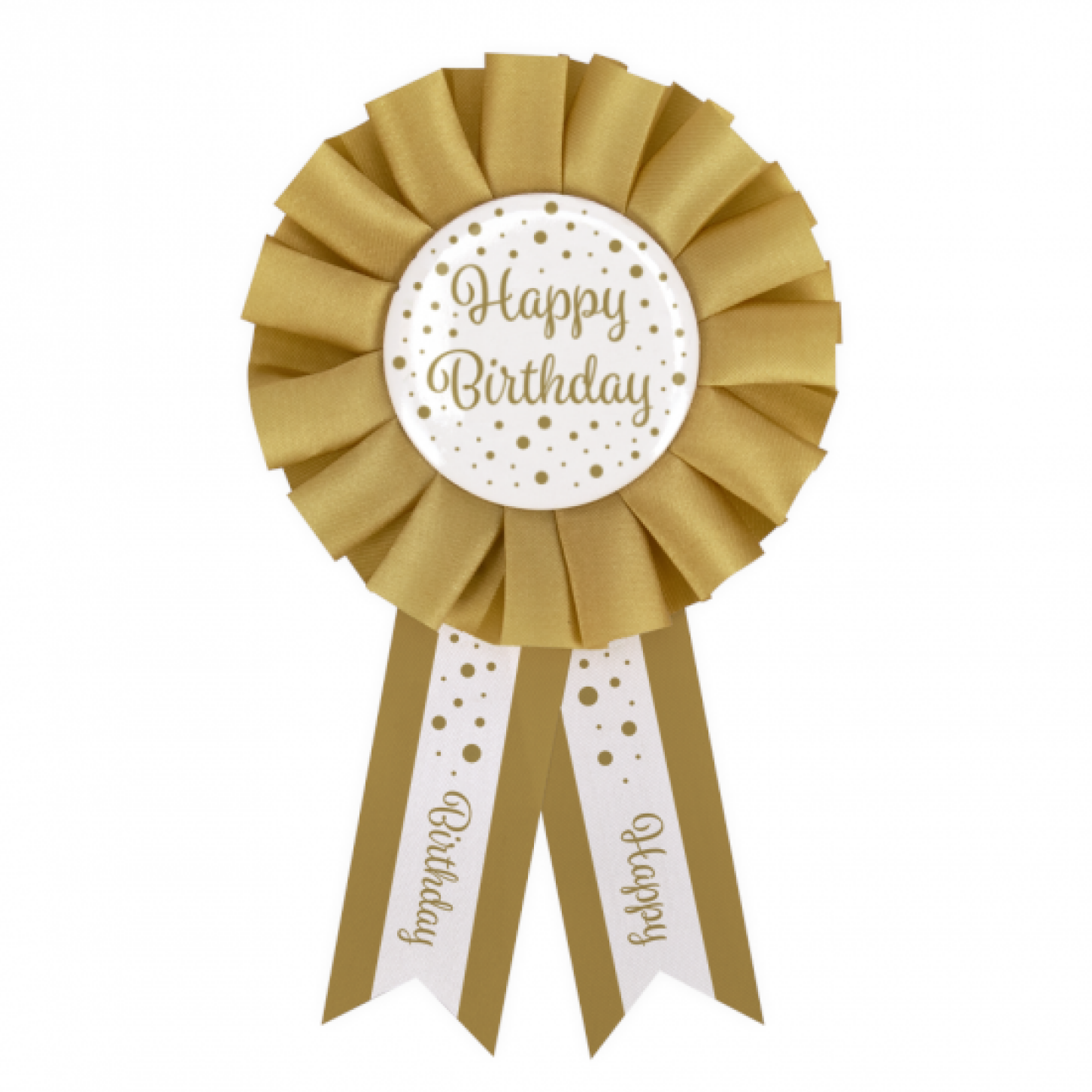 Rozet - Happy birthday - Goud, wit