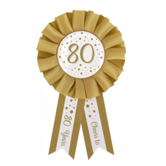 Paperdreams Rozet - 80 jaar - Goud, wit