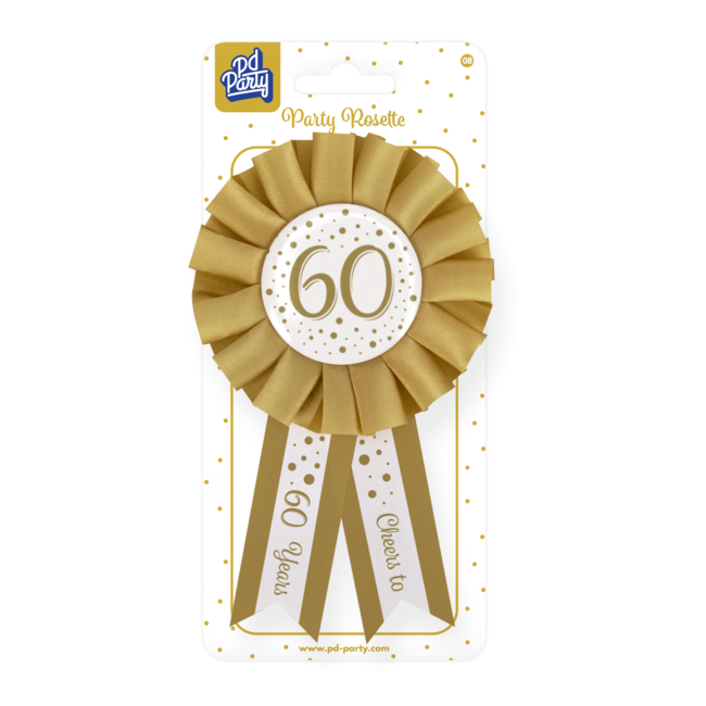 Paperdreams Rozet - 60 jaar - Goud, wit