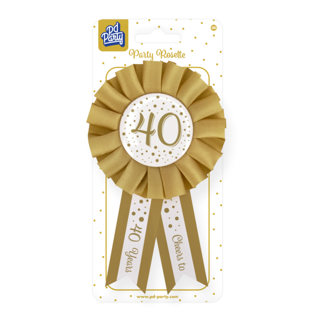 Paperdreams Rozet - 40 jaar - Goud, wit
