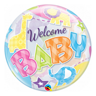 Qualatex Folieballon - Welcome baby - Bubble  - 56cm - Zonder vulling