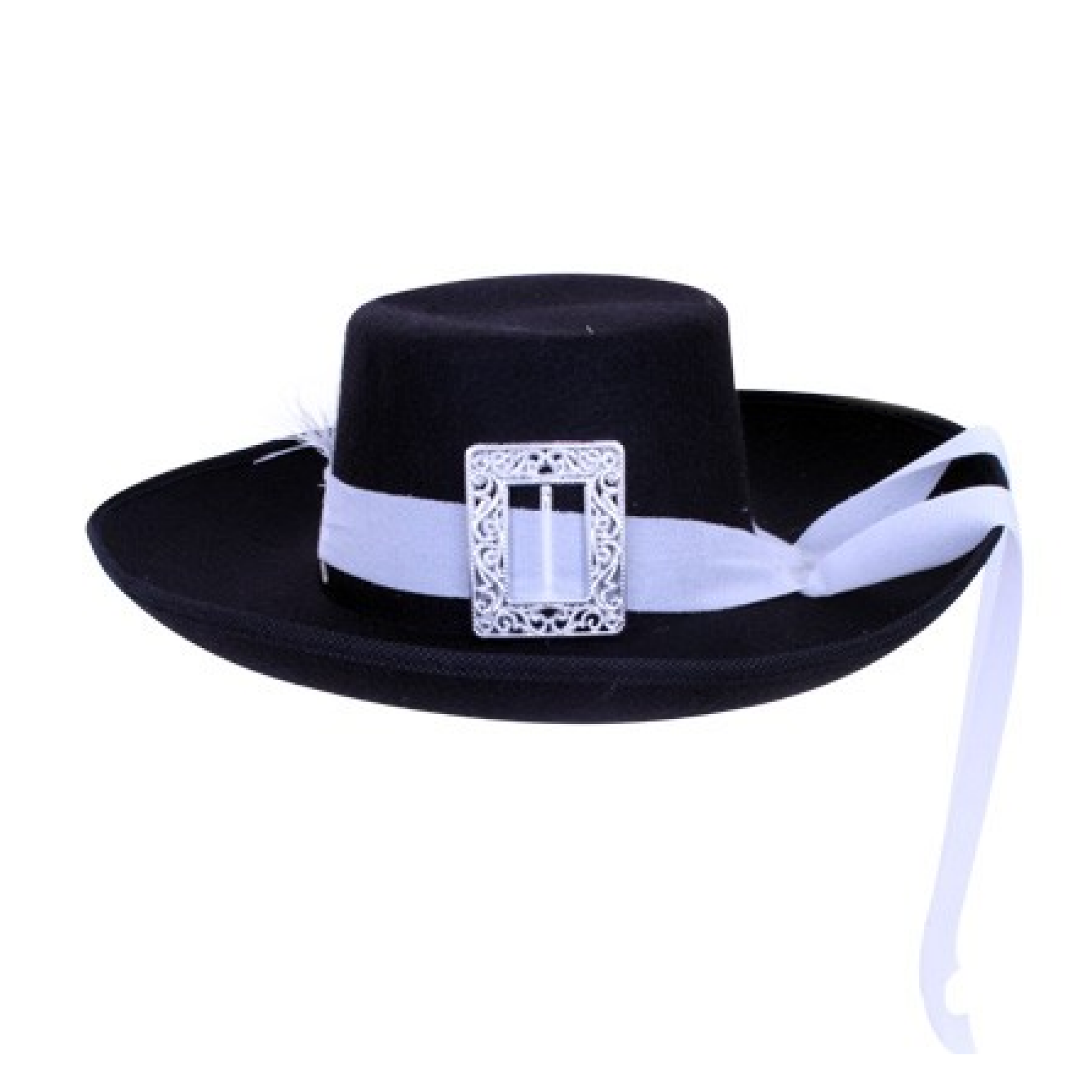 Hoed - Musketier - Zwart - Met witte band