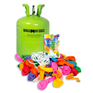 Folat Helium tank - Balloongaz - Voor 50 ballonnen van 23cm - Incl. 50 ballonnen & lint
