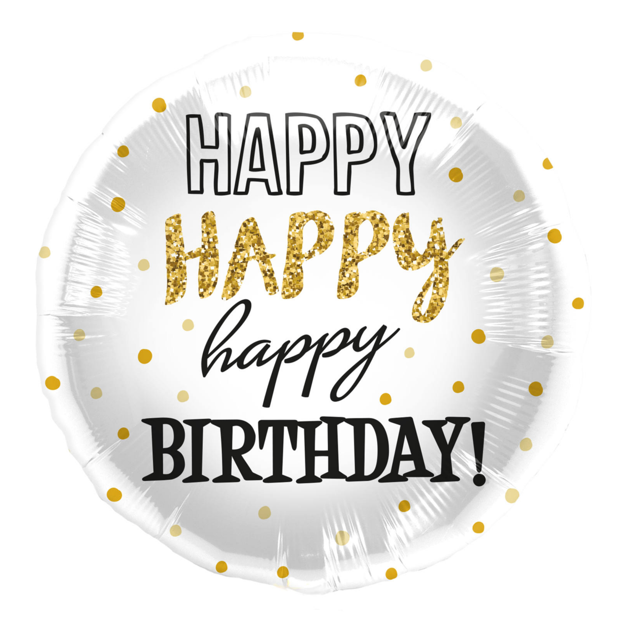 Folieballon - Happy happy happy birthday - 45 cm - Zonder vulling