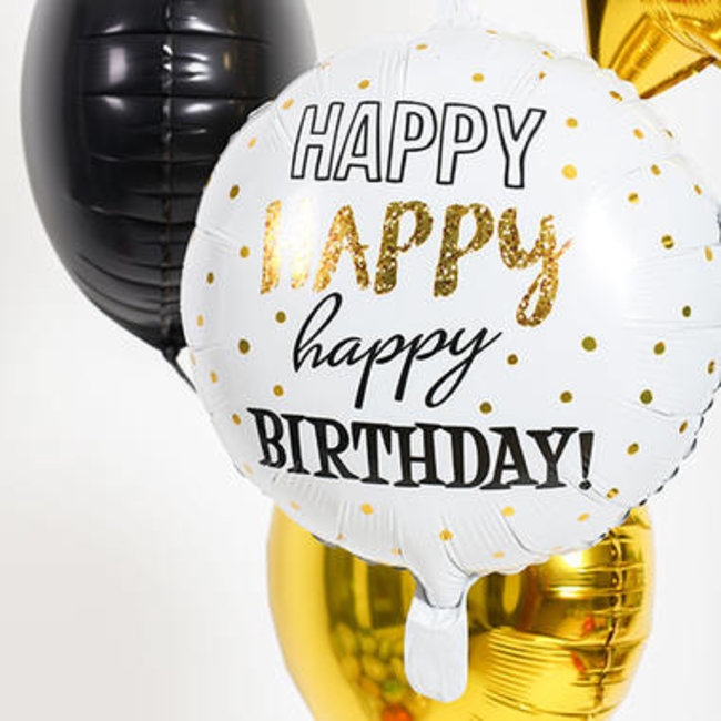 Folat Folieballon - Happy happy happy birthday - 45 cm - Zonder vulling