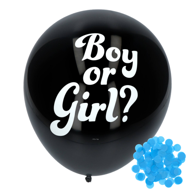 Folat Ballonnen - Gender reveal - Boy or girl? - Blauwe confetti - 3st. - 41cm**