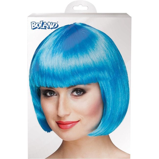 PartyXplosion Pruik - Ice Blauw - Bobline