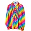 PartyXplosion Disco - Blouse - Regenboog - Met ruches - XXL*