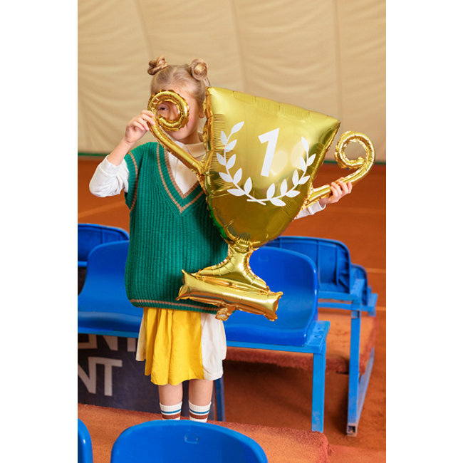 PartyXplosion Folieballon - Cup 1 - Goud - 64x61cm - Zonder vulling