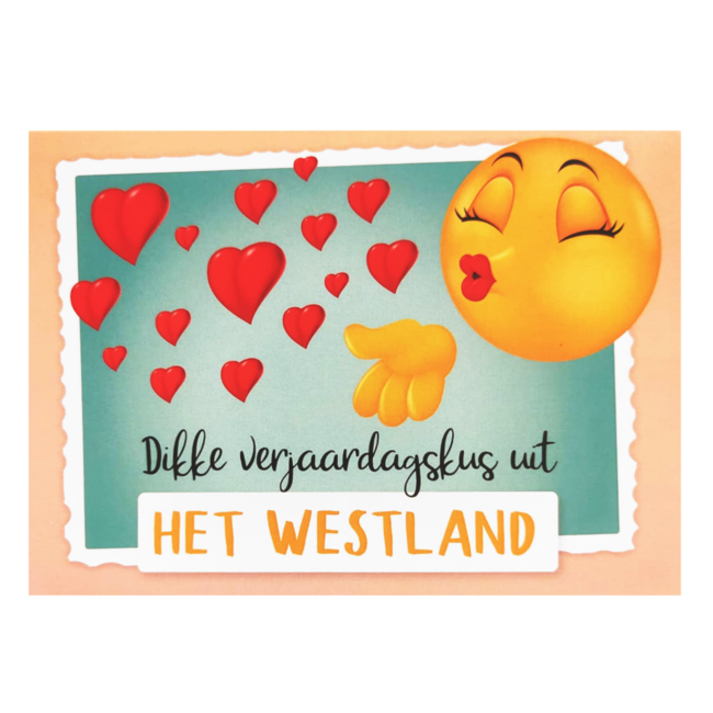 Artige Kaart - Groeten uit - Dikke verjaardagskus uit het Westland - GRD032d