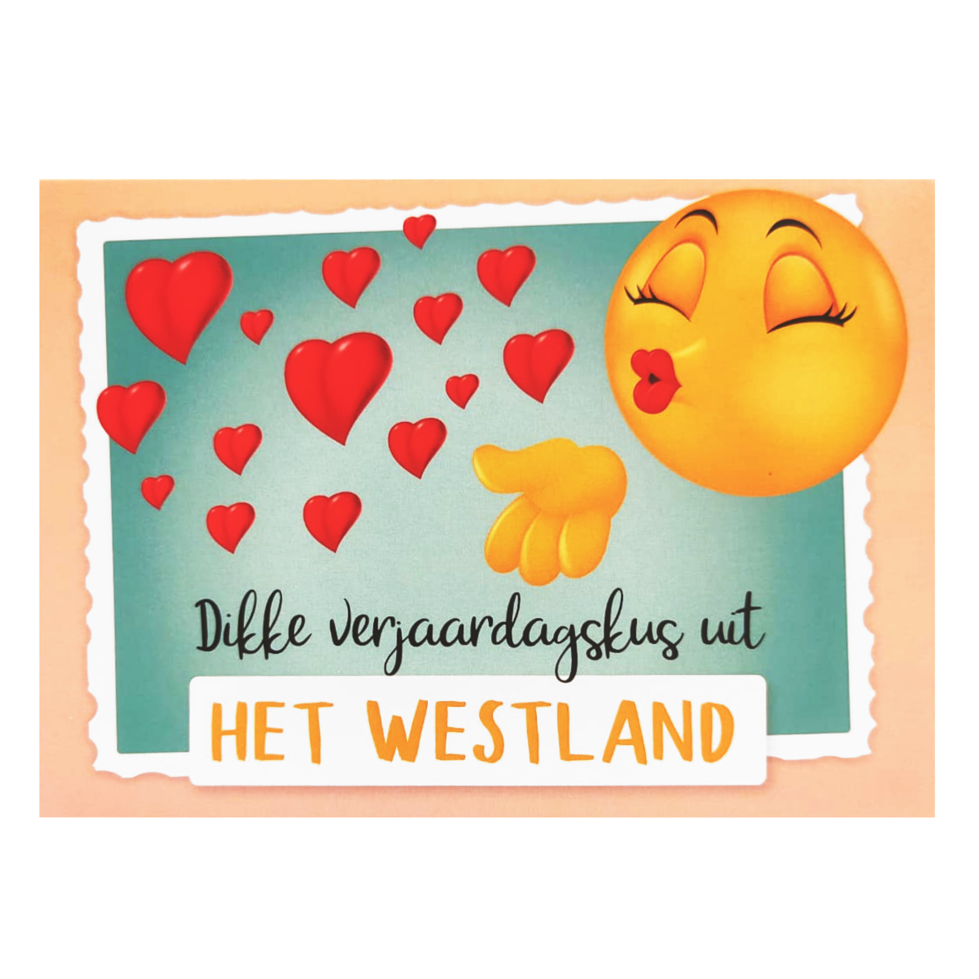 Kaart - Groeten uit - Dikke verjaardagskus uit het Westland - GRD032d