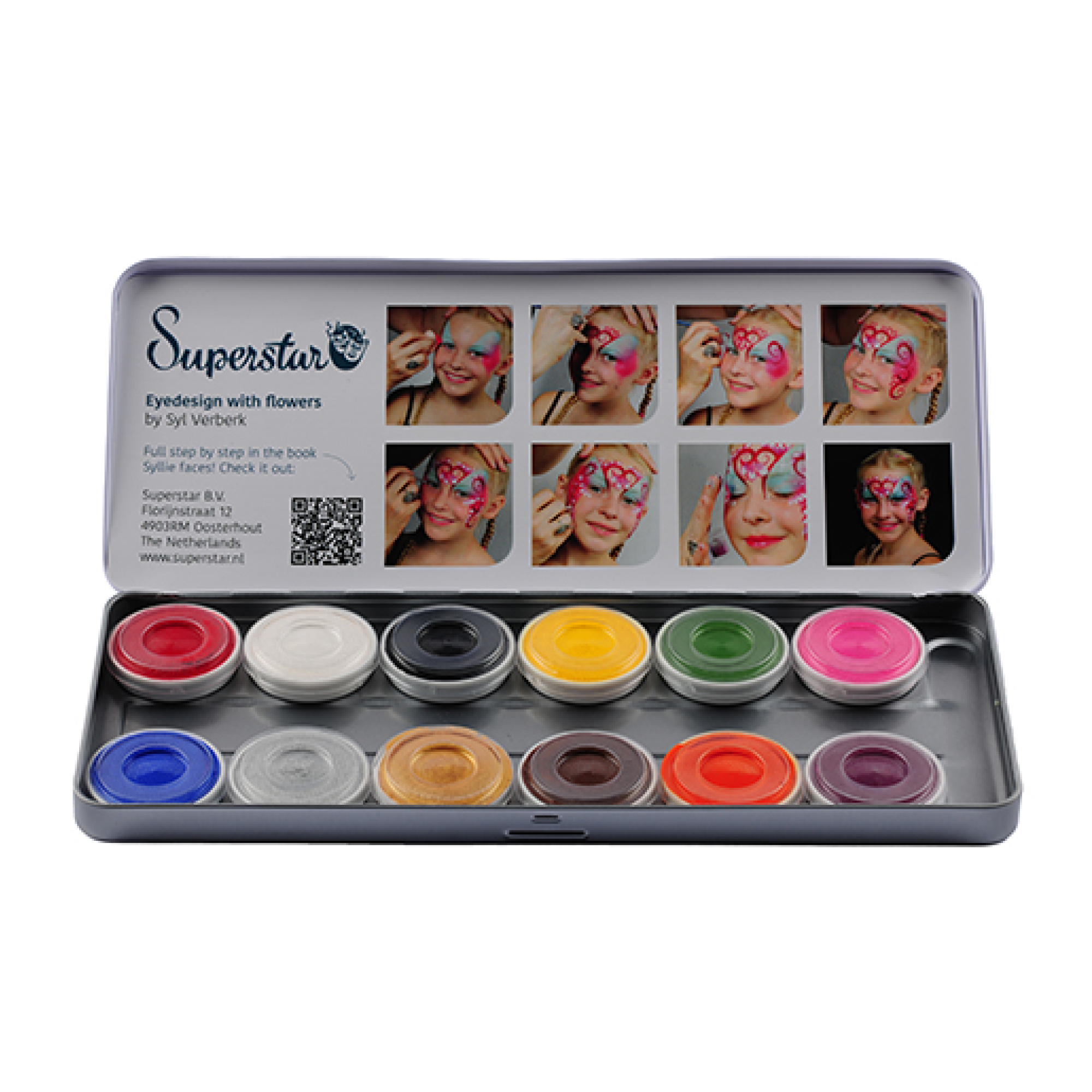 Schminkpalet - Basic - Bright colors - Aqua - 12dlg.