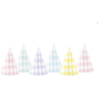 PartyXplosion Feesthoedjes - Pastel - 16cm - 6st.