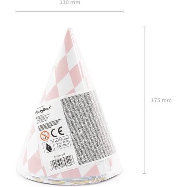 PartyXplosion Feesthoedjes - Pastel - 16cm - 6st.