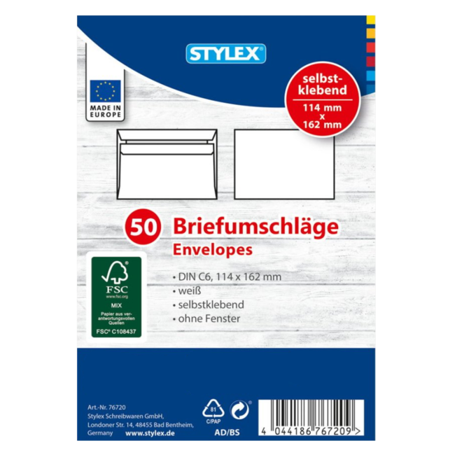 Zelfklevende enveloppen - C6 - 11.4x16.2cm - 50st.