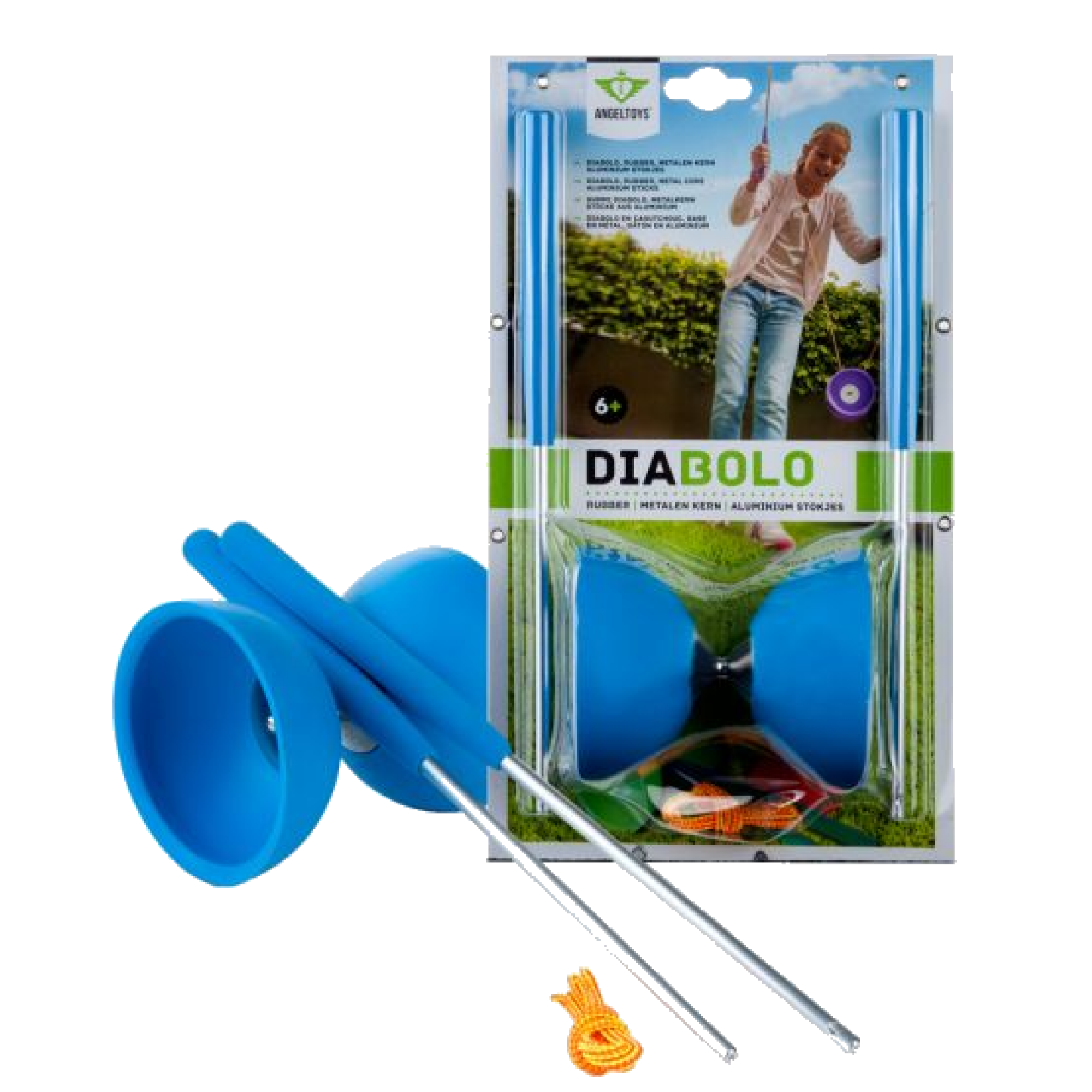 Diabolo - Rubber - Met metalen stokjes - Blauw