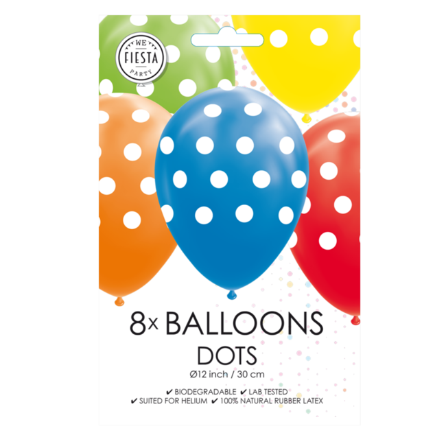 Globos Ballonnen - Met stippen - 30cm - 8st.