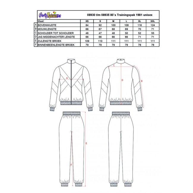 PartyXplosion Kostuum - Trainingspak - 80's & 90's - L