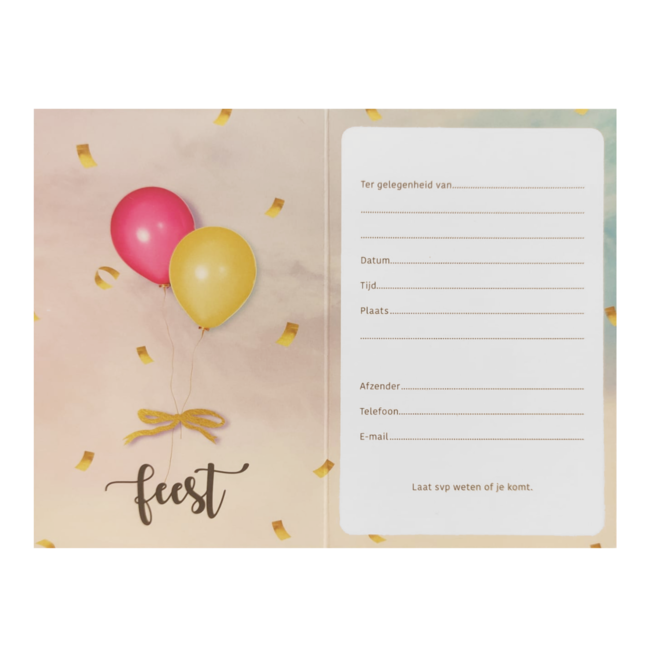 Interstat Uitnodigingskaarten - Ballonnen - 6st.