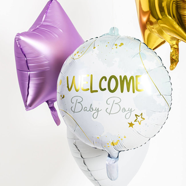 Folat Folieballon - Welcome baby boy - 45cm- Zonder vulling