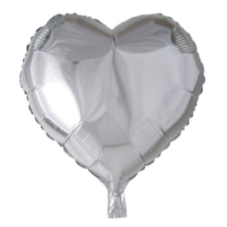 Fiesta Folieballon - Hart - Zilver - 45cm - Zonder vulling