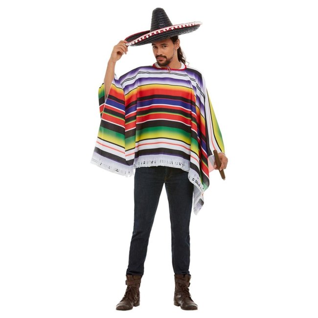 Smiffys Kostuum - Mexicaanse poncho - Multicolor