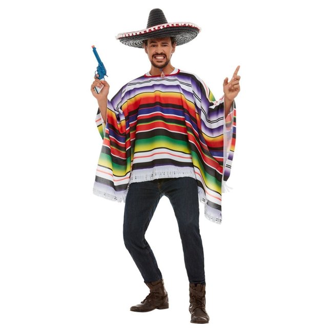 Smiffys Kostuum - Mexicaanse poncho - Multicolor