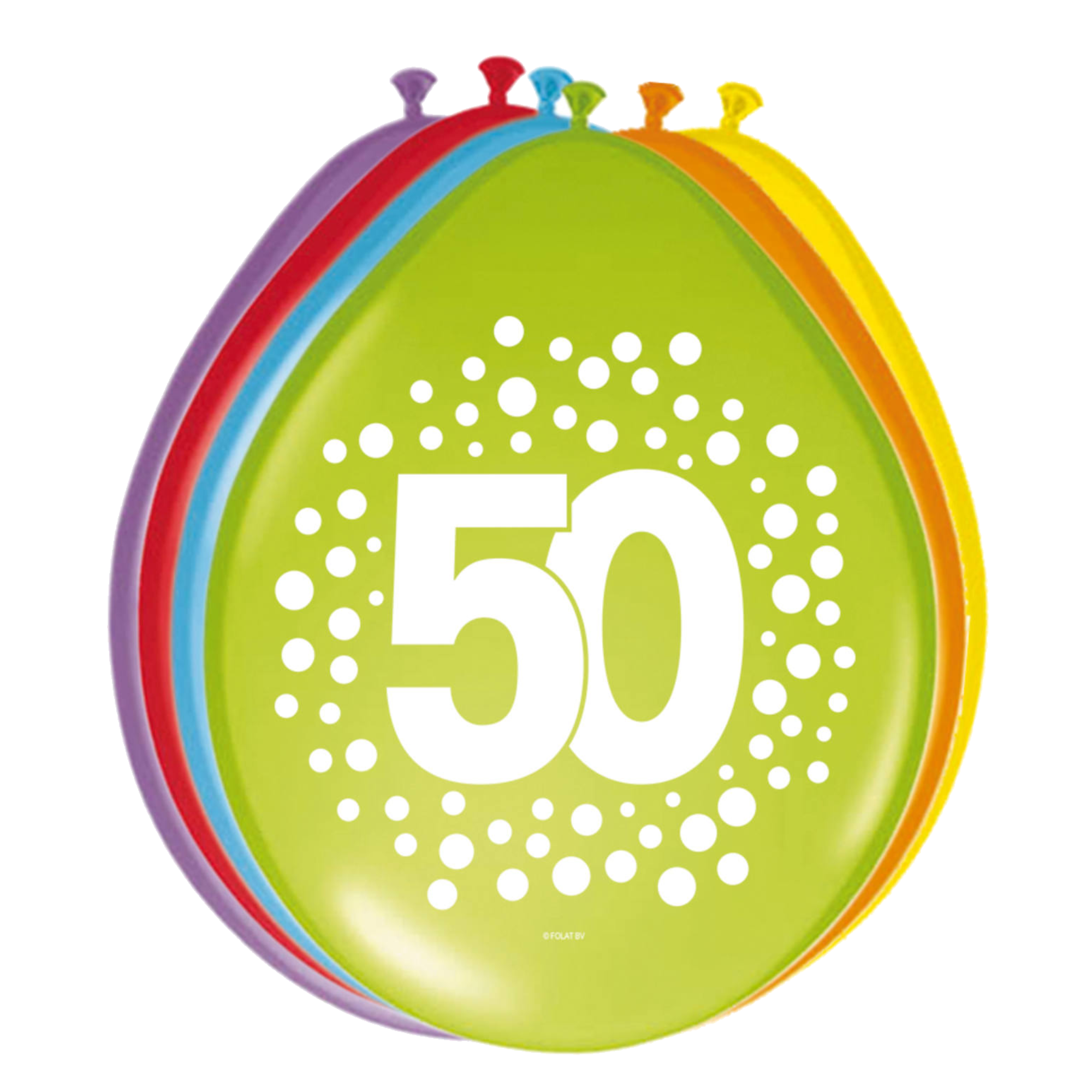 Ballonnen - 50 jaar - Rainbow dots - 30cm - 8st.*