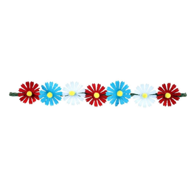 PartyXplosion Hoofdband - Bloemen - Rood, wit, blauw