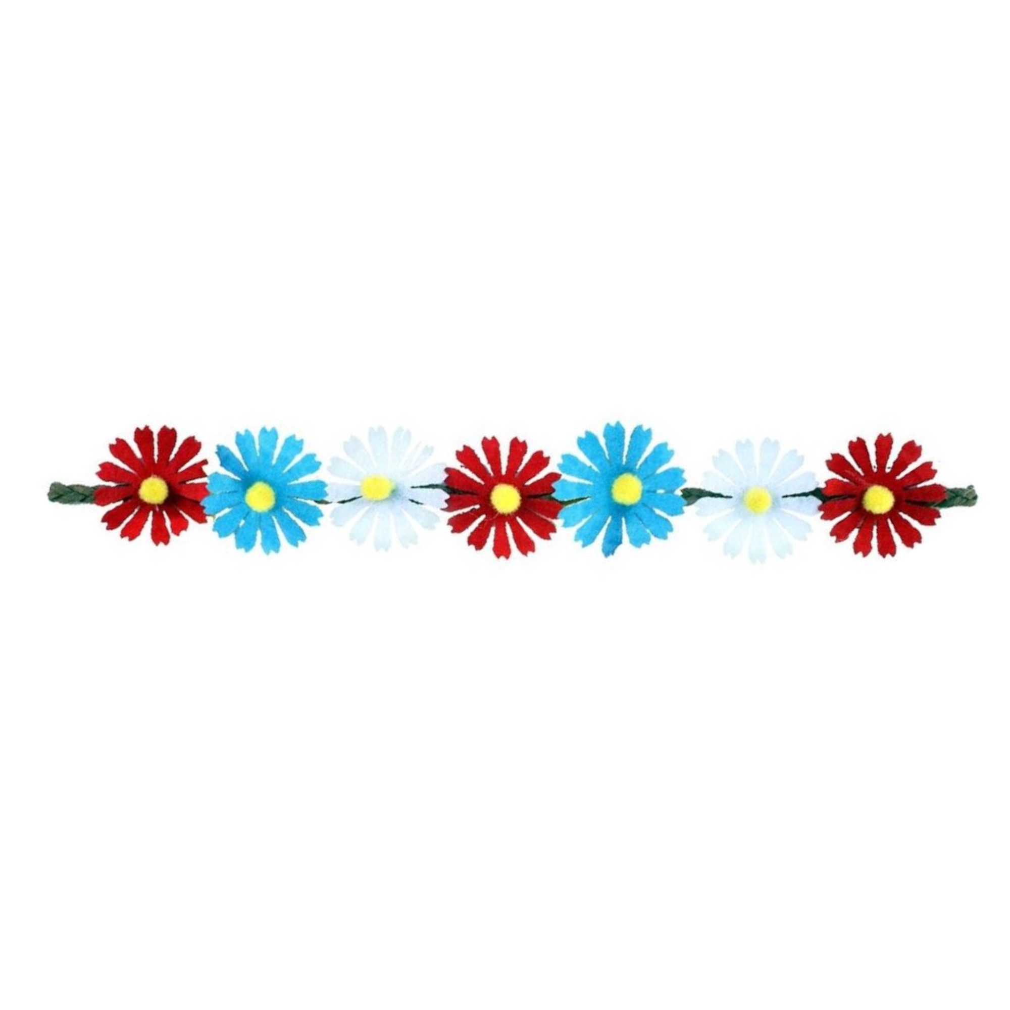 Hoofdband - Bloemen - Rood, wit, blauw