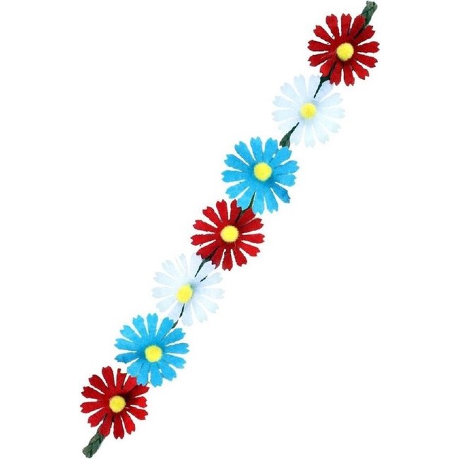 PartyXplosion Hoofdband - Bloemen - Rood, wit, blauw