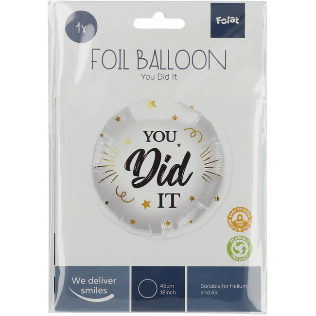 Folat Folieballon - Geslaagd - You did it - 45cm - Zonder vulling