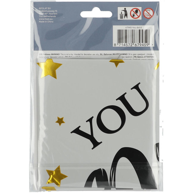 Folat Folieballon - Geslaagd - You did it - 45cm - Zonder vulling