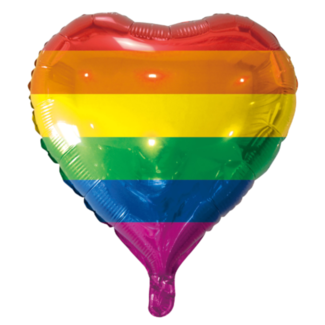 Folieballon - Hart - Regenboogvlag - 46cm - Zonder vulling