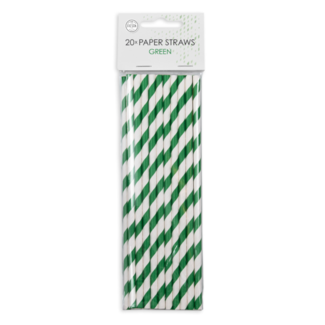 Globos Rietjes - Groen, wit gestreept - Westland - Papier - 20st.
